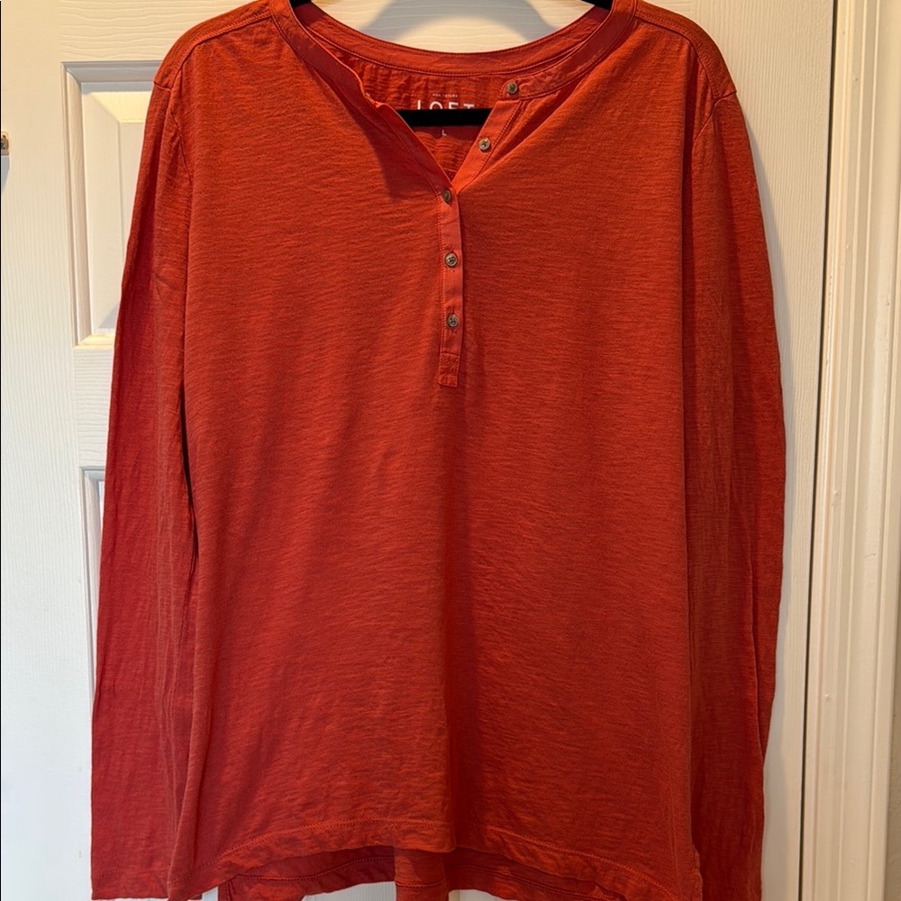 LOFT Orange Henley Top